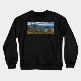 High resolution panorama of aerial view of Balea Lake Crewneck Sweatshirt